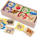 Melissa & Doug Self-Correcting Alphabet Puzzle (52 pcs) with Toy Storage Box, Wooden ABC Puzzles for Toddlers & Preschoolers, Montessori Learning Toys for Girls & Boys 4+