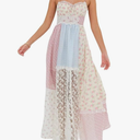 Argeousgor Women 2024 Bohemian Maxi Dress Sleeveless Embroidered Flowy Smocked Long Dress Summer Beach Sundresses.  S