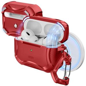 ESR for AirPods Pro 2nd Generation Case, Compatible with Airpods Pro Case 2nd/1st Gen (2023/2022/2019), Compatible with MagSafe, Powerful Drop Protection, Magnetic Lid with Cleaner Kit, Red