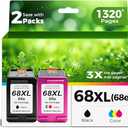 Ankink 68XL 68e Ink Cartridges Black Color Combo Pack Replacement for HP 68 XL HP68 Work for 6100e 6500e Printers for Envy 6152e 6155e 6552e 6555e 6558e 6110e 6110r 6120e 6130e 6131e 6132e 6165e 6520e
