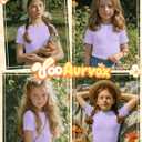 Girls' Shirt Short Sleeve Basic Top Tween Summer Ribbed T-Shirt Teen Cute Fitted Soft Tee for Kids Aged 5-14
