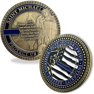 BHealthLife US Police Officer Challenge Coin St. Michael Protect US Law Enforcement Gift for Cops