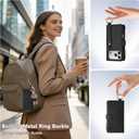 Vofolen for iPhone 17 Pro Case Wallet with Card Holder RFID Blocking Crossbody Strap Leather Flip Heavy Duty Drop Protective with Magnetic Clasp Zipper Pocket Metal Ring Wrist Strap Phone Case-Black