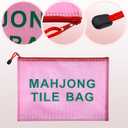 3 x 2Pack Mahjong Tile Bag, Case for American Mah jong Set, Mahjong Gifts Accessories, Card Holder Bouch, Pink (Case Only)