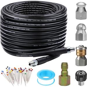 Sewer Jetter Kit, 50FT, 5800PSI, Plastic, 1/4 Inch NPT, 600 Inches, 1 Pack, 50FT