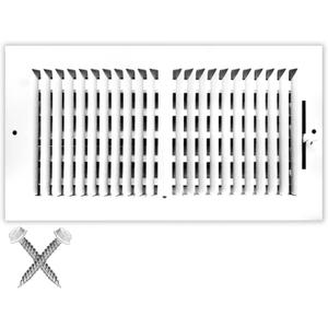 12x6 Air Vent Cover 2-Way Grille for Wall or Ceiling Duct Opening - Flat Stamped Face Register Air Vent Grill by HVAC Premium - White - Overall Size: 13.75" x 7.75"