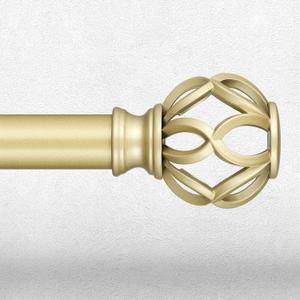 Gold Curtain Rods for Windows 48 to 84 Inch, Decorative 1 Inch Window Treatment Rods with Aluminium Twisted Cage Finials, Adjustable Heavy Duty Metal Farmhouse Drapery Pole, Easy Install (36''-88'' (1 Pack))