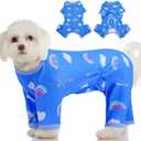 MIGOHI XXS Dog Pajamas,Soft Small Dog Fleece Sweater,Cute 4-Legged Pajamas for Small Dogs,Puppy Full Body Pjs with Long Sleeve for Cold Weather,Doggy Winter Jumpsuit Clothes for Boy & Girl,Blue,XXS