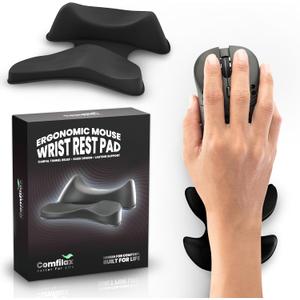 Ergonomic Wrist Rest for Mouse - Desk Mouse Pad Wrist Support, Smooth-Glide, Comfortable Curved Design for Gaming, Office, or Home Use - Black