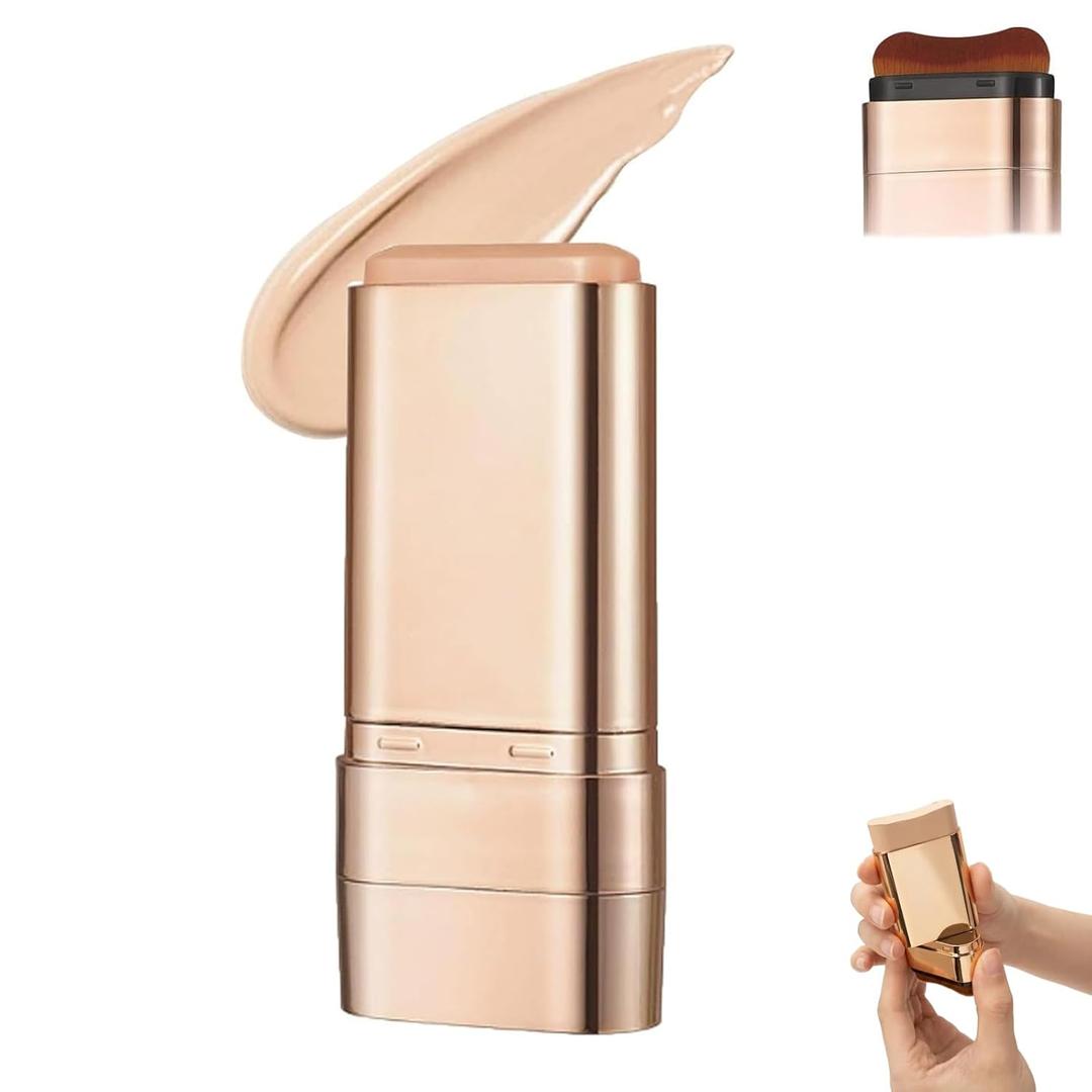 Hanae Korea Foundation Stick, Dual-Ended Concealer Foundation Stick with Brush, Luminous 3-in-1 Makeup Stick, Lightweight Full Coverage, Brightening & Long-Lasting, 2 Pack (Natural)