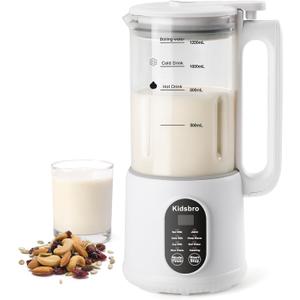 8 in 1 Automatic Nut Milk Maker, Almond Milk Maker,40oz 1200MLAutomatic Soy Milk Maker for Homemade Oat, Coconut, Soy, Plant Based Milks with Delay Start/Keep Warm/Boil Water (White)