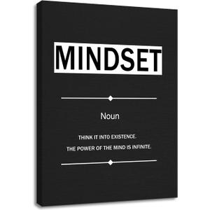 YSPCSUN Inspirational Wall Art for Office Decor Mindset Quotes Canvas Prints Framed Motivational Posters Positive Affirmations Artwork for Gym Men Bedroom Living Room 24x18 Inch