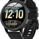 Wapik Smart Watch for Men Women Fitness Tracker with Heart Rate/Sp02/Sleep Monitor (Answer/Make Calls) IP67 Waterproof Smartwatch for iPhone Android Black