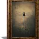 Vintage Gold Framed Wall Art Retro Dark Dragonfly Painting Canvas Prints Gothic Insect Picture Wall Decor Rustic Farmhouse Animal Poster Artwork for Living Room Bedroom Bathroom, 16x24in