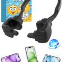 2 x Stocking Stuffers for Teens Boys Gifts for Men Adults: Lazy Cell Phone Stand Unique Gesture Phone Holder for Desk Gifts for Teenager Girls Women Cool Gadget Funny Christmas White Elephant Gag Gifts (Black)