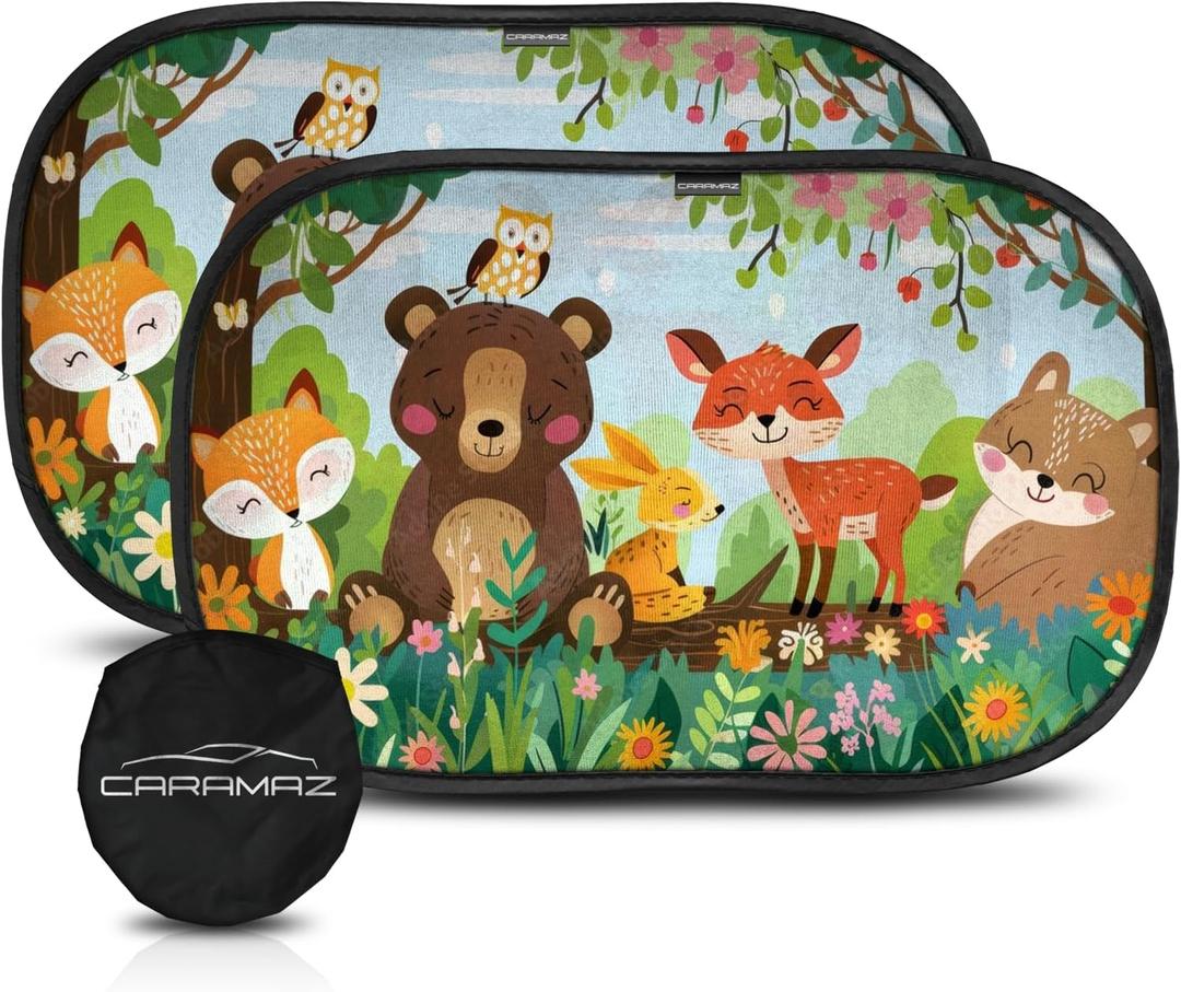 Car Window Shade for Baby with Certified UV-Protection 2 Pack - 20"x12" (Wood)