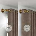 Soft Gold Industrial Curtain Rod for Windows 18 to 45 Inches,1 Inch Adjustable Drapery Pole,Heavy Duty Outdoor/Indoor Modern Curtain Rods,Easy Installation(Soft Gold 18"-45")
