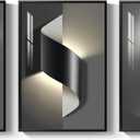3 Piece Framed Black and White Abstract Wall Art for Living Room, Large Modern Minimalist Geometric Picture Prints Paintings, Bright Style Luxury Artwork for Bedroom Dining Room Wall Decor 20x30 Inch