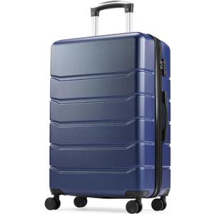 OLIXIS Central Hardside Expandable Luggage with Spinner Wheels, Blue, 24 in