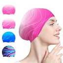 Swim Cap for Women Adult, Silicone Swimming Waterproof Bathing Cap Swimming Hat for Long Hair to Keep Hair Dry  