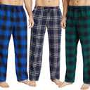 JupiterSecret Men's Pajama Pants Set Flannel Cotton Sleep & Lounge Pants, PJ Bottoms with Pockets and Button Fly 3 Pack L