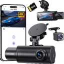 Miden X5 4K WiFi Dash Cam Front and Rear Inside, 2160P+1080P+1080P FHD 3 Channel Dash Camera for Cars, 360 All Sides Dashcam, Free 64G SD Card, G-Sensor, WDR, Night Vision, 24H Parking Monitor