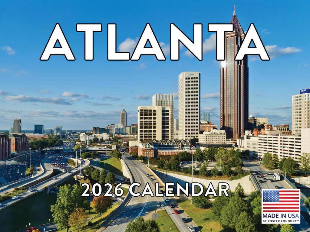 2 x Atlanta Calendar 2026 Wall 12 Month Monthly GA Scenic Georgian Souvenirs ATL Themed Gifts | American Made In The USA