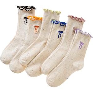 SeeyAN Girls Ruffle Socks Frilly Kids Crew Dress Cotton Soft Cute Toddler Socks 6 Pairs