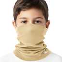 Winter Kids Neck Warmer, Warm Kids Scarf Soft Neck Gaiter, Windproof Face Cover Ski Mask for Boys Girls (Khaki)
