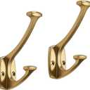 5 Pack Champagne Bronze Hooks Hat Wall Hooks for Mounted Hanging Wall Mount Hanger Backpack,Purse,Bag,Towel Organization Decorative Wall Hooks