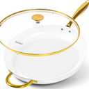 MICHELANGELO Large Frying Pan with Lid, 14 Inch Ceramic Skillet with Non-Toxic Coating, Non Stick Fry Pan with Ergonomic Handle, Induction Compatible