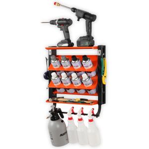 Wallmaster Spray Can Holder, Lube Can Wall Mount Storage Rack Heavy Duty Paint Bottle Organizer for Garage & Home | 8 Can Holes & 2 Shelf