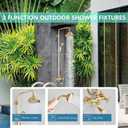 Antique Brass Shower System Bathroom Shower Faucet Set with 8 Inch Shower Head Handheld Spray and 360 ° Rotation Tub Spout 2 Cross Handles Outdoor Shower Fixtures