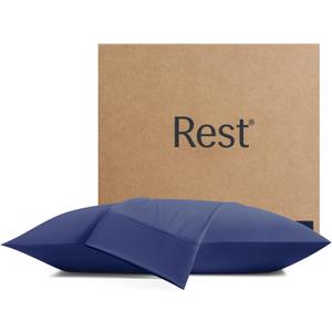 REST Evercool+ Cooling Pillowcases Standard - 2 Pillowcases for Sensitive Skin, Silver Infused Fabric for Hygienic Sleep, Silky Smooth for Curly Hair, High Elastic for Snug Fit (19x29 inches)