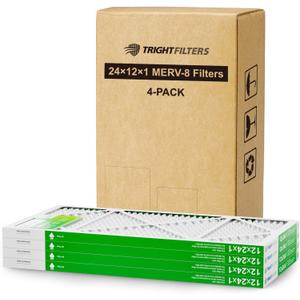 12x24x1 Air Filter 4 Pack, MERV 8 Pleated Dust Defense Air Filters Replacement Air Conditioner HVAC AC Furnace Filter, Durable and Lightweight