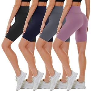 CAMPSNAIL 4 Pack Biker Shorts for Women High Waist - 5"/8" Tummy Control Soft Athletic Yoga Workout Running Gym Shorts (Medium)
