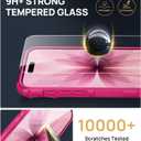 SSLOTSCASE for iPhone 17 Case with 2X Screen Protector, [9H Hardness] Military Grade Shatterproof, Card Holder & Kickstand & Slide Lens Cover & Wallet, Heavy Duty Phone Case for iPhone 17 6.3'', Pink