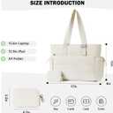 Roulens Tote Bag for Women 2 Set Puffer Tote Bag with Adjustable Top-handle, Quilted Shoulder Handbag for Work/Travel (Beige)