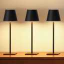 UME 3 Pack Cordless Table Lamp, Battery Operated Lamp - Portable Waterproof Rechargeable Table Lamp w/ 3 Color Temps & Stepless Dimming for Dinner, Desk, Cafe, Outdoor (Black)