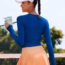 RUNNING GIRL Long Sleeve Workout Tops for Women Soft Crew Neck Basic Tight Cropped Top Casual Seamless Shirt (XL)