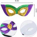Sucrain 6PCS Mardi Gras Costume Accessories Set Women Tutu Skirt, Faux Feather Headband, Mask, 3PCS Beads for Women Carnival Party Outfit Supplies