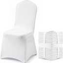 VEVOR 50 Pcs White Chair Covers Polyester Spandex Chair Cover Stretch Slipcovers for Wedding Party Dining Banquet Flat-Front Chair Covers