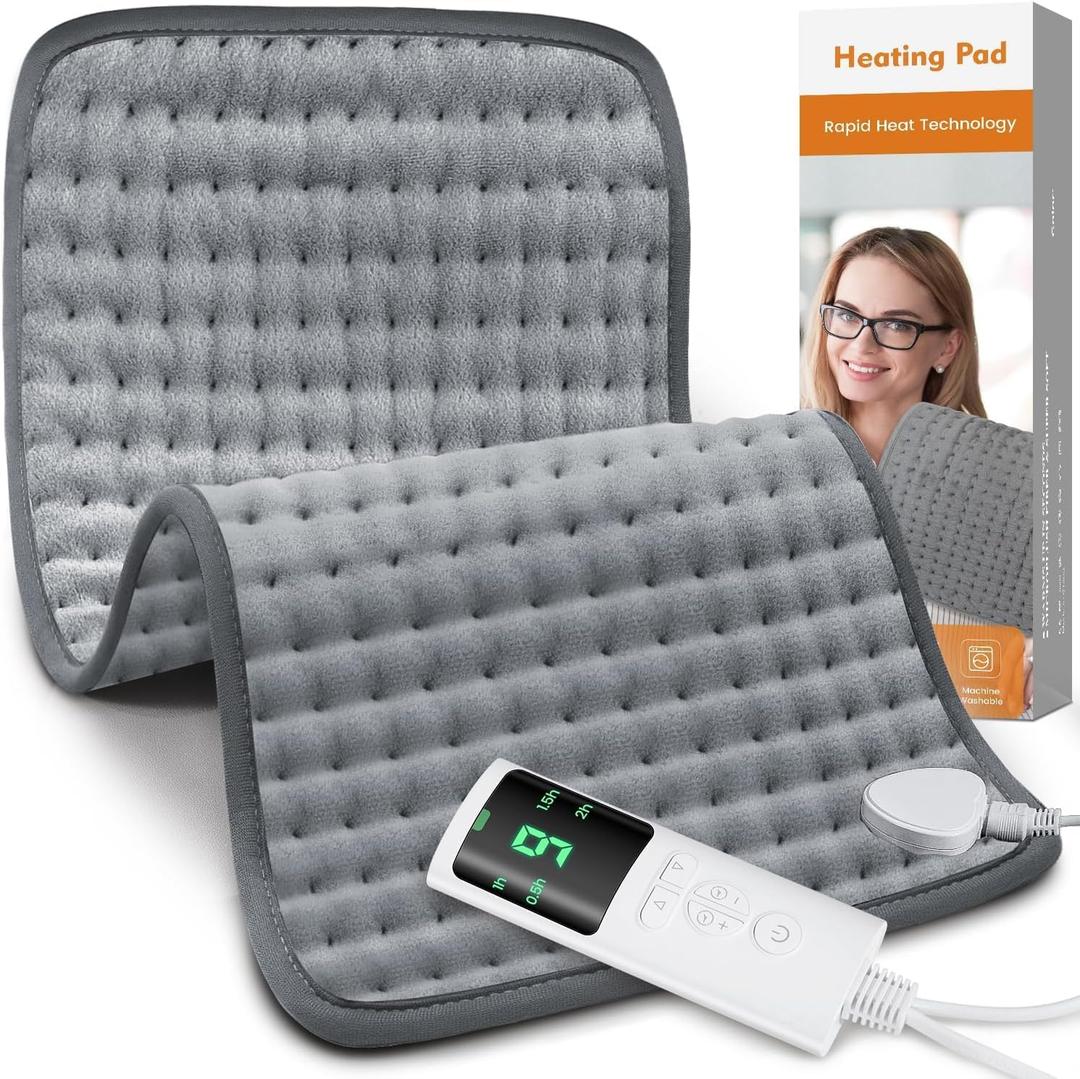 Heating Pad for Back Pain Relief, Heating Pads for Period Cramps with 9 Heat Settings & 4 Timers Auto-off, Machine Washable, Dry & Moist Heat, Soft Electric Heating Pad for Sore Muscles,Gift,12''24''