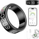 Smart Ring Health Tracker for Women & Men - IP68 Waterproof Fitness Rings with LED Screen, Heart Rate/Blood Oxygen/Sleep Monitoring/Motion Tracking, No Subscription Fee(10#)