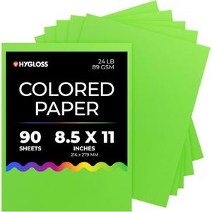 Hygloss Light Green Colored Paper - 24 lb, 89 GSM, Acid-Free, Fade-Resistant, 8.5x11-Inch Letter Size Color Copy Paper, 90 Sheets