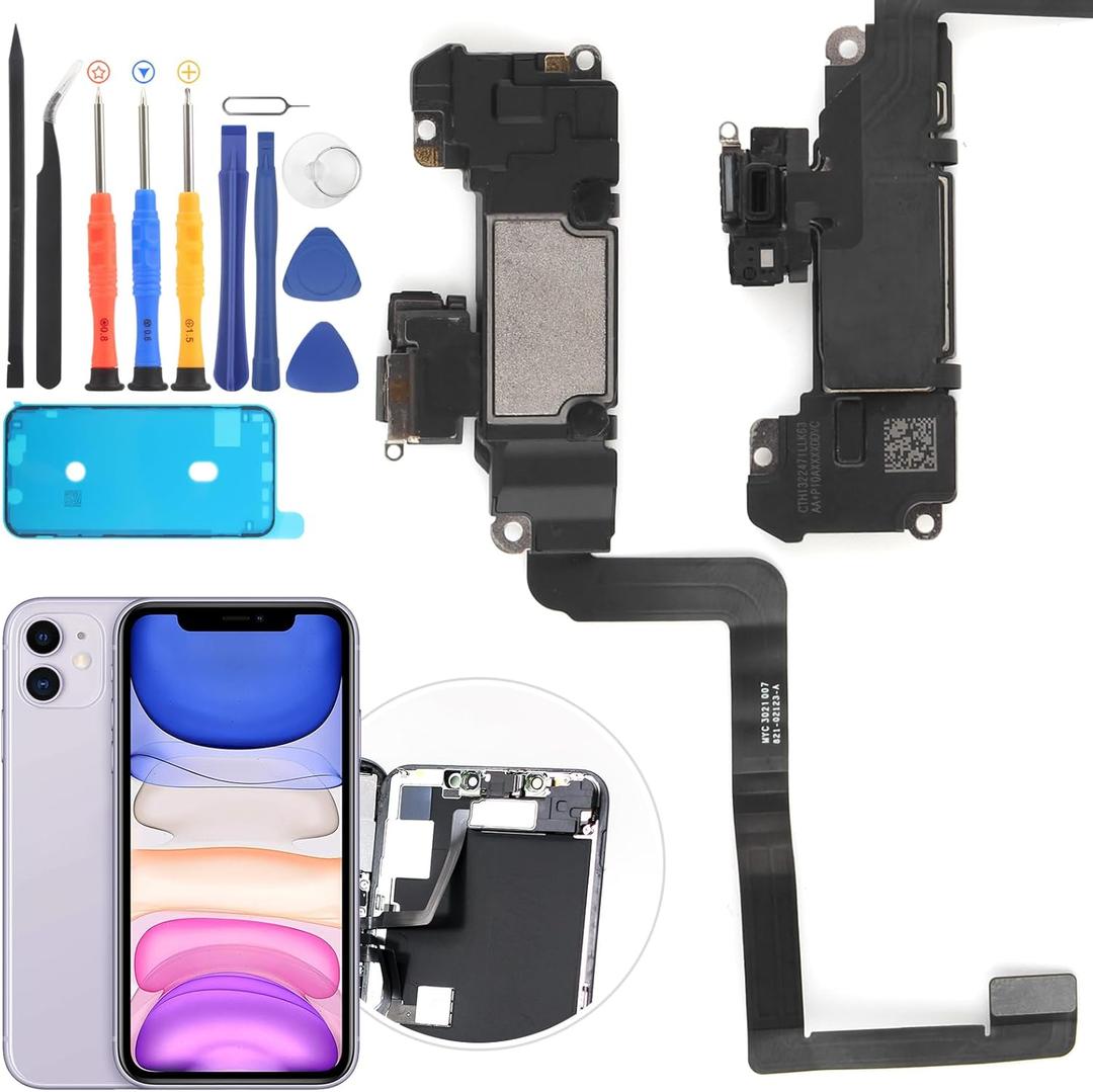 YWLRONG Earpiece Speaker for iPhone 11 - Replacement with Light, Proximity Sensor, Flex Cable and Repair Tools