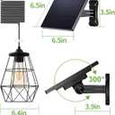 intelamp Solar Pendant Lights Indoor Outdoor, 4000mAh Gazebo Shed Chandeliers with Remote Dust to Dawn Mode 16.4Ft Hanging Lighting Interior for Outside Barns Toolsheds Chicken Coop