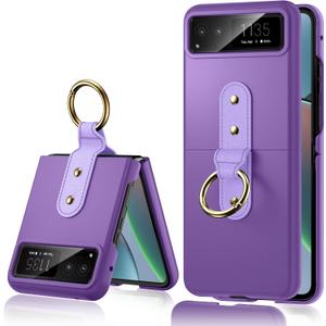 Maxdara for Moto Razr 2023 Case with Ring, Slim Motorola Razr 2023 Case Lens Protector (Purple)