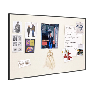 Fabric Bulletin Board 30x20 inches,Black Aluminum Framed Wall Pin Board | Cork Board Alternative for Wall with Push Pins for Office and Home, Linen Display Mood Board for Photos, Notes & Reminders