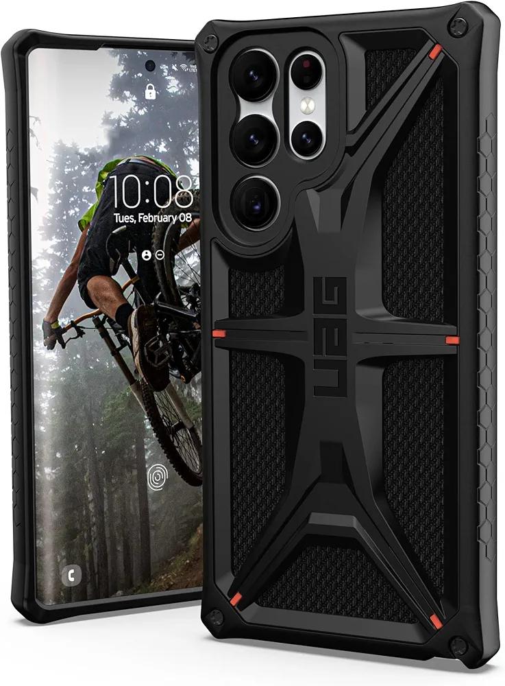 URBAN ARMOR GEAR UAG Designed for Samsung Galaxy S22 Ultra Case Kevlar Black Rugged Lightweight Slim Shockproof Premium Monarch Protective Cover, [6.8 inch Screen]